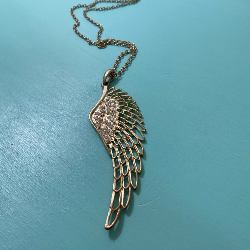 Feather Rhinestone Necklace